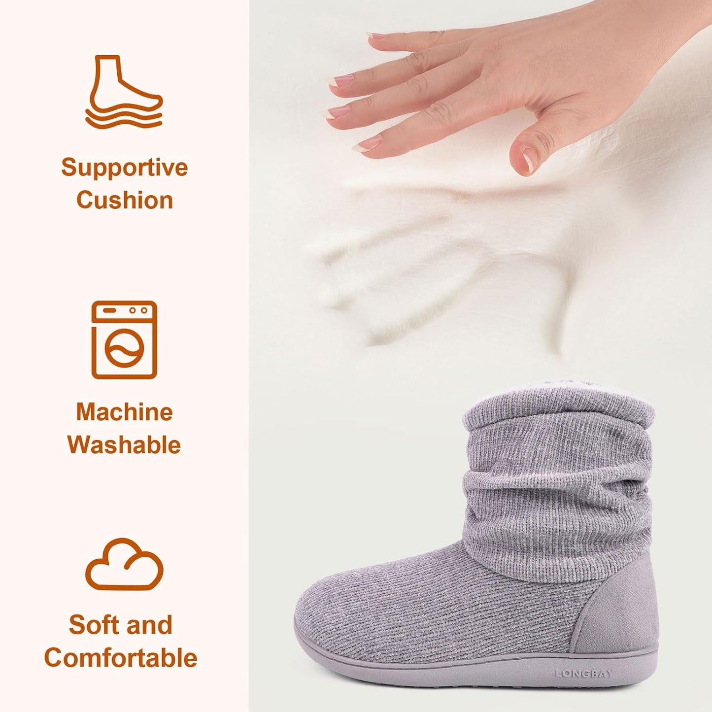 Women'S Chenille Knit Bootie Slippers Cute Plush Fleece Memory Foam House Shoes